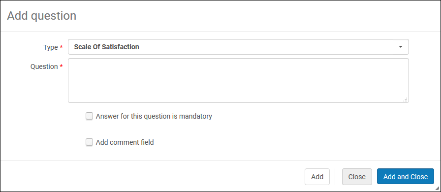The Add Question Dialog Box.